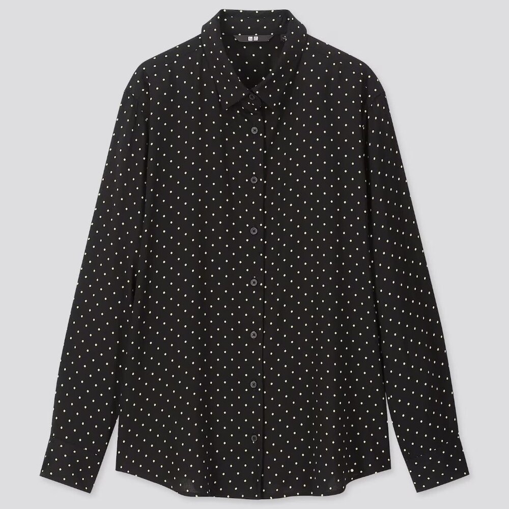 Uniqlo Black and White Polka Dot Shirt